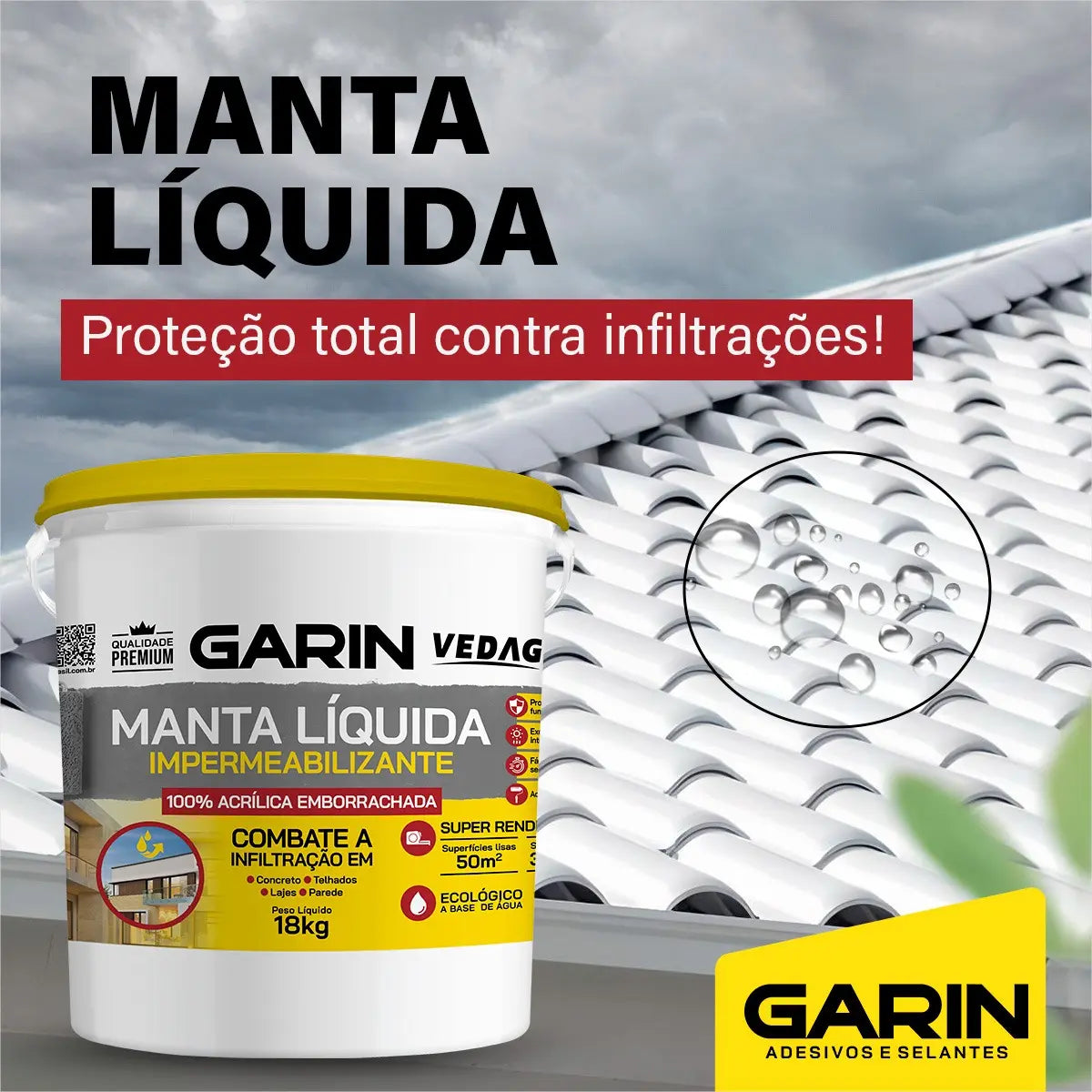 Manta Líquida Impermeabilizante – Proteção Contra Infiltrações para Telhados, Lajes e Paredes